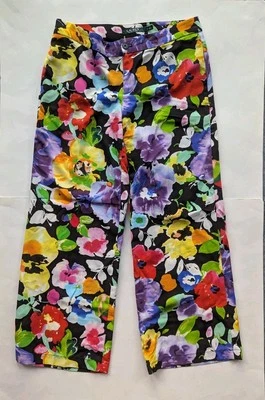  Ralph Lauren Dress Pants Sz 4 Floral Hawaiian Flower Wide Leg Silky Summer  - Image 1 of 4