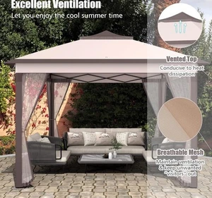 Outdoor 11x 11Ft Pop Up Gazebo Cover Only With Removable Zipper Netting+hooks - Picture 1 of 9