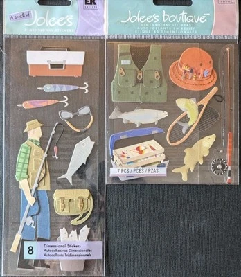 Two Jolee's Boutique Dimensional Stickers Fishing Trip Fisherman Lures  - Image 1 of 3