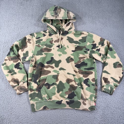 Supreme Felpa con Cappuccio Uomo Grande Mimetica Pullover Felpa Logo Ricamato Overdyed