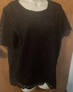 Philosophy Women's Black Lace Blouse / Shirt with Shell Size Large / L - NICE! - Picture 1 of 6