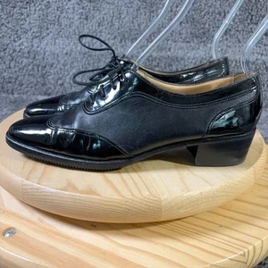 Zapato Oxford Gravati Arthur Beren Punta de Ala Mujer Talla 8 Estrecho Cuero Negro Italia - Imagen 1 de 9