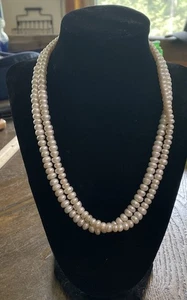 Collana di Perle Naturali Doppio Filo 6-7 Mm - Foto 1 di 10