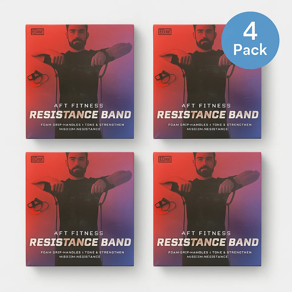 Banda de resistencia de fitness EDX 4 PIES con asas de agarre de espuma - mediana - paquete de 4 - nueva Foto 1 de 1