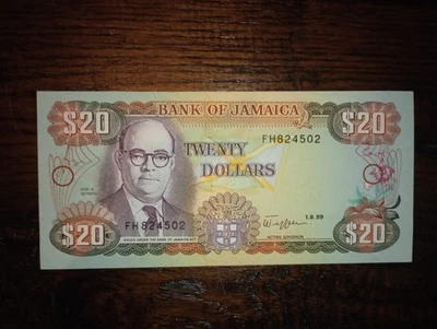 Jamaica $20 Dollars 1989 Pristine Condition (aUNC) World Banknote Pick #72 - Image 1 of 2