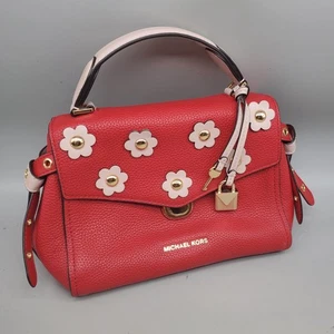 Michael Kors Bristol Women's Small Satchel Handbag Shoulder Bag Flower Red - Picture 1 of 9
