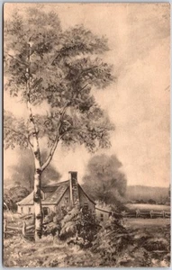 Countryside Scene, Typical House, Plants and Trees, Drawing, Vintage Postcard - Picture 1 of 2