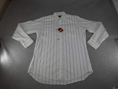 Camisa Wrangler Western De Colección Para Hombres Mediana Blanca Rayas Vaquero Rodeo Rancho Foto 1 de 4