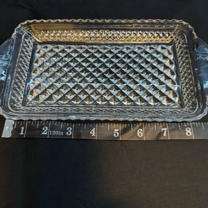 Vintage 8″ × 5″ Clear Pressed Glass Diamond‑Point Serving Tray or Trinket Dish - Picture 1 of 5