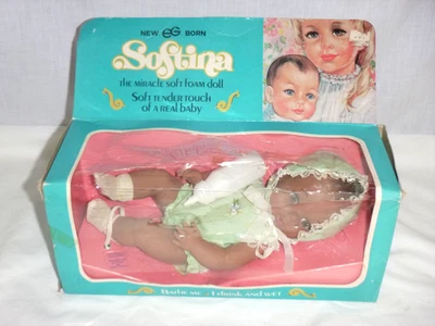 Vtg EG Goldberg Softina Baby Doll African American AA 11" In Box Soft Foam - Image 1 of 4