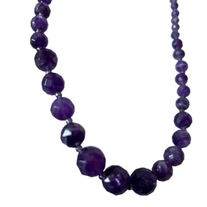 Vtg genuine faceted amethyst gemstone necklace Graduated stones 17-20” - Picture 1 of 12