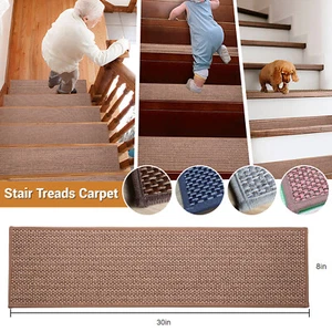 1-30x Treppenstufen Stufen Teppich Innen 8"x 30" Treppenschutz Waschbar Teppiche Matte - Bild 1 von 17