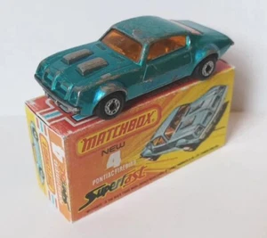 Matchbox Superfast ©1975 #4c 1:67 Pontiac Firebird blau mit Repro Box Typ-K - Bild 1 von 9