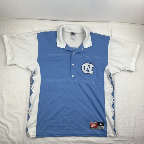 Vintage North Carolina Tar Heels Polo Shirt Adult Large Team Nike Sports Snap Up Cover