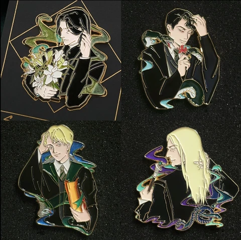 HP Harry Professor Severus Snape Tom Lucius Draco Malfoy Metal Badge Brooch Pin Cover