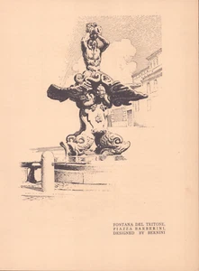 Art Print - Fountain Del Tritone - Piazza Barberini - Designed by Bernini - 1916 - Picture 1 of 1