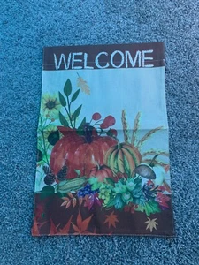 Welcome Autumn Banner. Harvest Pumpkin. 12.5 X 18.5 Inches. Window/ Door - Foto 1 di 1