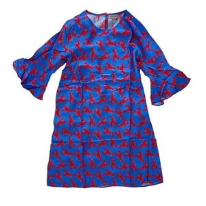 Conditions Apply Anthropologie Viscose Lobster Shift Dress Flounce Sleeve S NEW - Picture 1 of 7