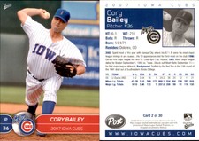 Cory Bailey 2007 MultiAd Iowa Cubs #2 Card *AutographDen*