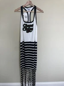 New ZARA Chupa Chups Striped  Tank  Medi Dress M Racer Back Fringe - Picture 1 of 3