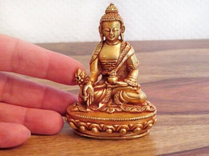 Medizin Buddha - Statue aus Bronze - König der Heiler - feuervergoldet - Nepal - Bild 1 von 3