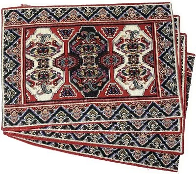 DaDa Bedding Set of 8 Majestic Red Persian Rug Dining Table Tapestry Placemats - Image 1 of 4