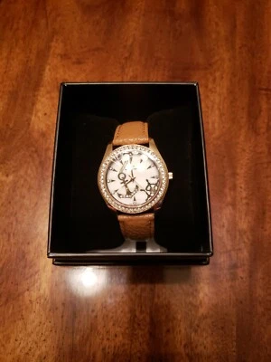 Tavan Nautical Watch bling/mother of pearl faced gold finish and brown leather - Image 1 of 4