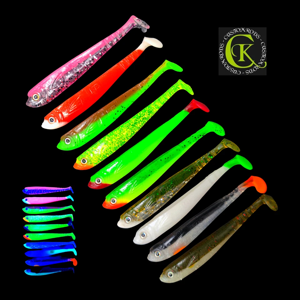 10x10cm Stint Shad Jigkopf Gummifisch Kauli Ukel Raubfisch Köder Zander Barsch - Bild 1 von 1