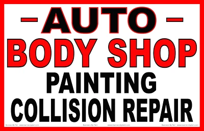 REPARACIÓN COLISIÓN PINTURA TALLER CARROCERÍA AUTO - Banners - 13 TAMAÑOS - Letreros - Vinilo - EE. UU. Foto 1 de 4