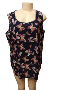 Singwing Women Navy With Butterfly Print Tank Top XXL - Picture 1 of 2