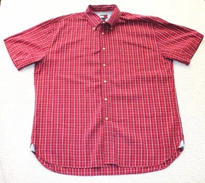 Tommy Hilfiger Plaid Button Down Shirt Adult XL Red Short Sleeve - Picture 1 of 6
