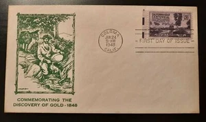 1948 FDC California Discovery of Gold Centennial Illustrated Cachet Coloma CA - Picture 1 of 2