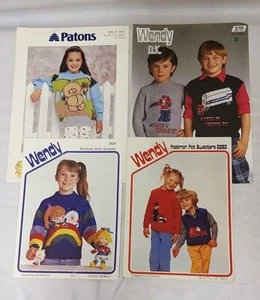 4x Knitting Patterns Children's Jumpers Postman Pat Transformers Forever Friends - Picture 1 of 3