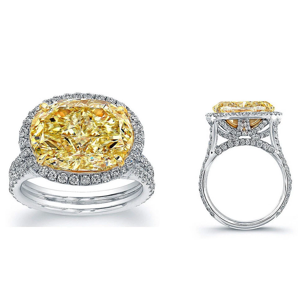 Anillo de compromiso de diamantes de corte ovalado de 2,75 CTW certificado por GIA de oro amarillo elegante Foto 1 de 1