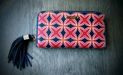 Cartera Stella And Dot Azul Marino y Rosa Cremallera Usada en Buen Estado Foto 1 de 4