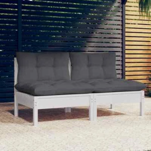 vidaXL 2-Seater Garden Sofa with Anthracite Cushions Solid Wood Pine - Picture 1 of 8