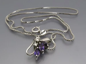 DISEÑO NEUMÁTICO - ELEGANTE COLGANTE DIAMANTE AMATISTA CADENA VENECIANA - ORO 585 - Imagen 1 de 7