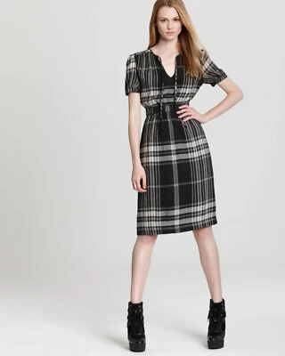 BURBERRY BRIT grey nova check short-sleeve tie-neck dress sz 6 - Image 1 of 4