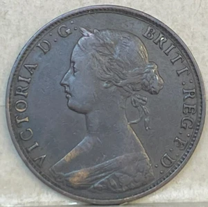 GRAN BRETAÑA REINO UNIDO 1862 MEDIO CENTAVO VARIEDAD"" 8" en FECHA ES A LA DERECHA DEL FARO - Imagen 1 de 2