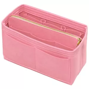 Purse Organizer Insert with Zipper Felt Bag Organizer for Tote Purse Bag Pink... - Picture 1 of 7
