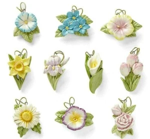 Lenox Celebrate Flowers 10 PC. Mini Tree Ornament Set Tulip Rose Daisy Lily New - Picture 1 of 2