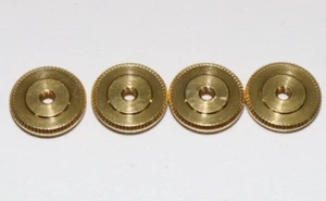 Small Brass insignia Screw Back Nut 56 threads per inch x 7/16"w lot of 4 E2600 - Picture 1 of 3