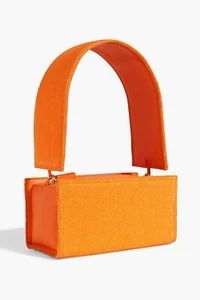JACQUEMUS $1,160 Le Rectangle Orange Terry Leather Small Shoulder Hand Bag Purse - Picture 1 of 10