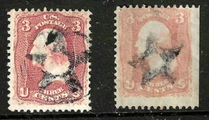 Sc #65 x 2 Shades STAR Fancy Cancels 3 Cent Washington 1861 Civil War US 68F41 - Picture 1 of 3