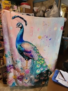 Alottagifts Black Peacock 50’’ x 60’ Throw Blanket for Bed Couch and Sofa NEW - Picture 1 of 10