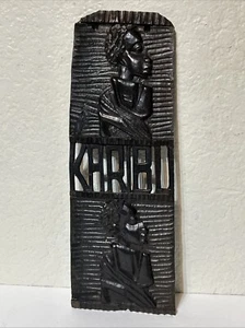 Vintage Wood Carved Karibu Handmade Wall Hanging Brown Plate 12” Tall (a8) - Picture 1 of 5