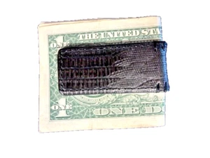 Neu ohne Etikett schwarze Tegu Eidechsenhaut magnetische Geldklammer - Bild 1 von 6