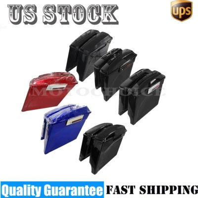 5" Stretched Extended Hard Saddle Bags Fit For Harley Touring Road King 1993-13 - Image 1 of 4