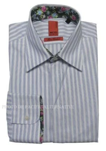 Chemise MGB taille 38 bleu rayure HOMME manches longues 100% coton NEUF paris S - Picture 1 of 2