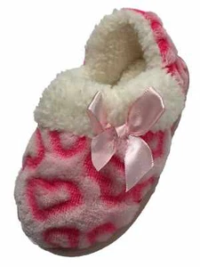 Toddler & Girls Pink Leopard Print Heart Slippers Loafers House Shoes - Picture 1 of 1